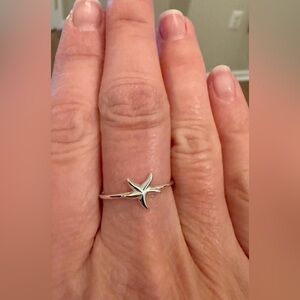 Sterling Silver 925 Starfish Ring.  Size 7. Face Height: 9mm. Stamped 925.